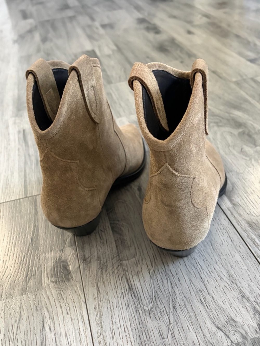 Isabel Marant Dewina Tan Suede Pointed Western Ankle Boots - Picture 5 of 9